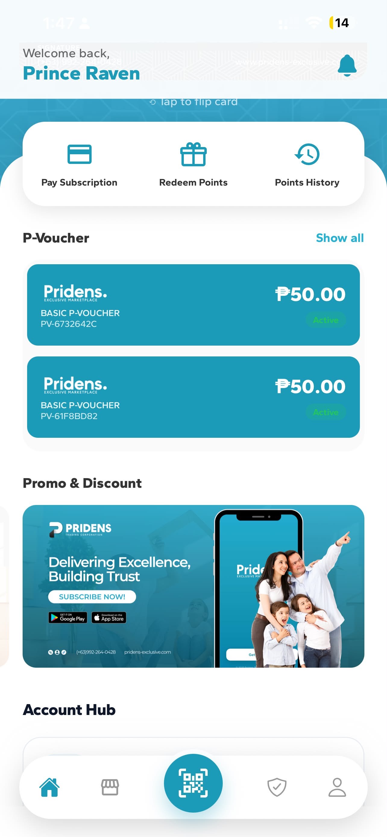 Pridens App - P-Voucher