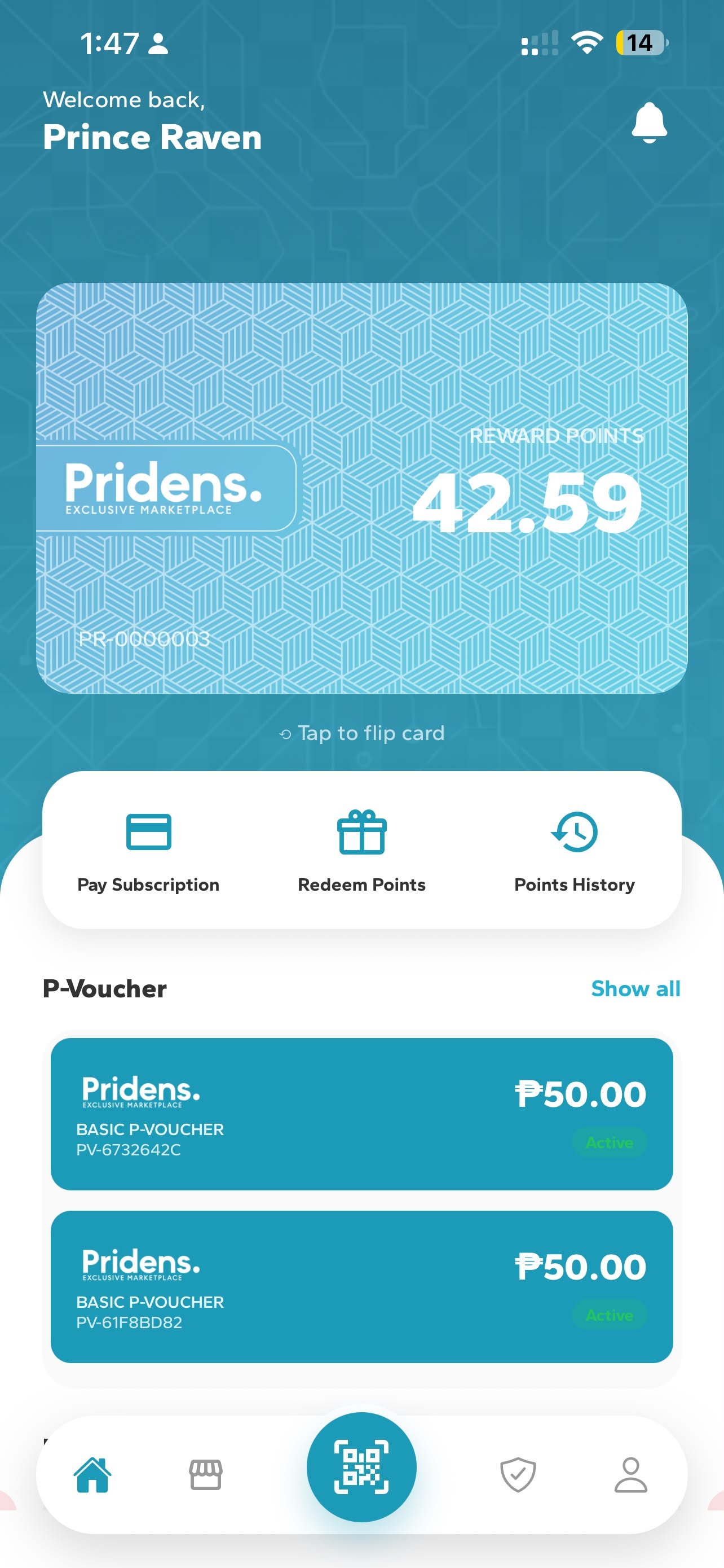 Pridens App - Virtual Card